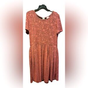 LuLaRoe Floral Textured Dress Rose Pink